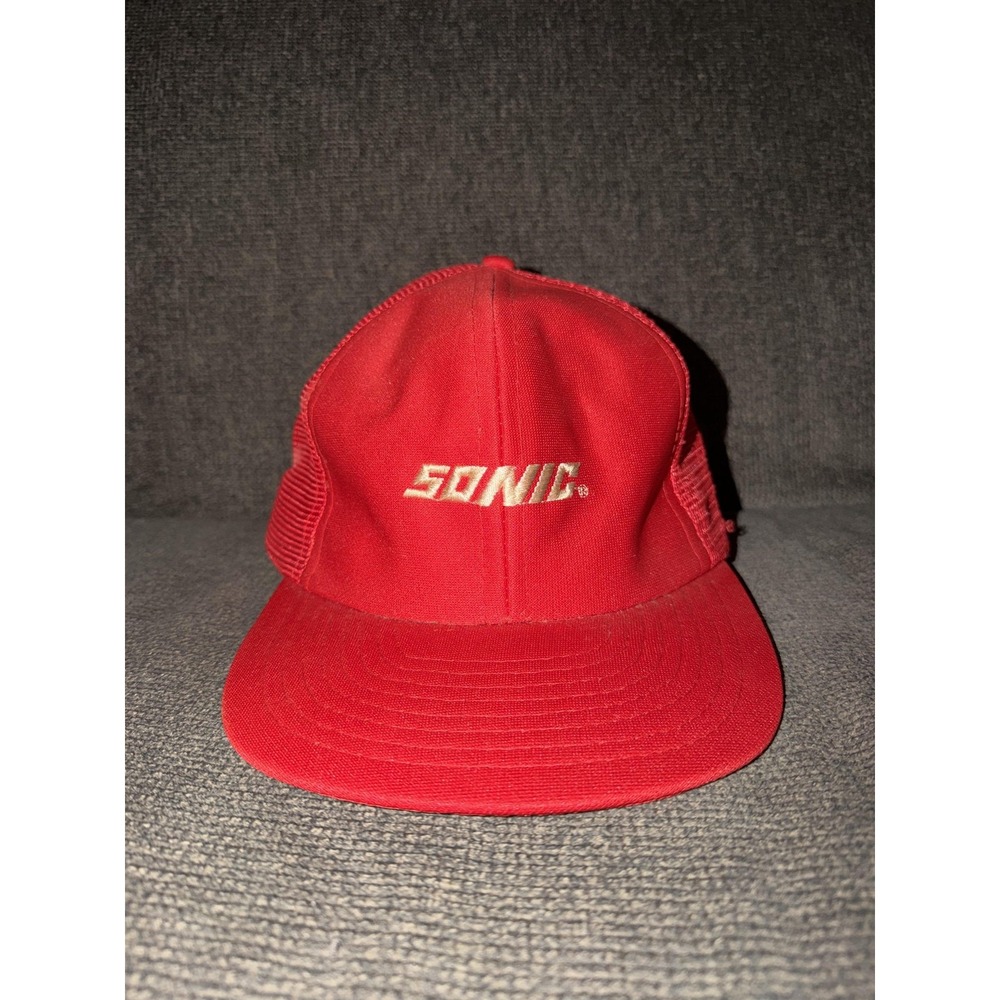 Vintage Sonic Hat Cap Snap Back Red Mesh Trucker Baseball HTT Mens One Size 80s